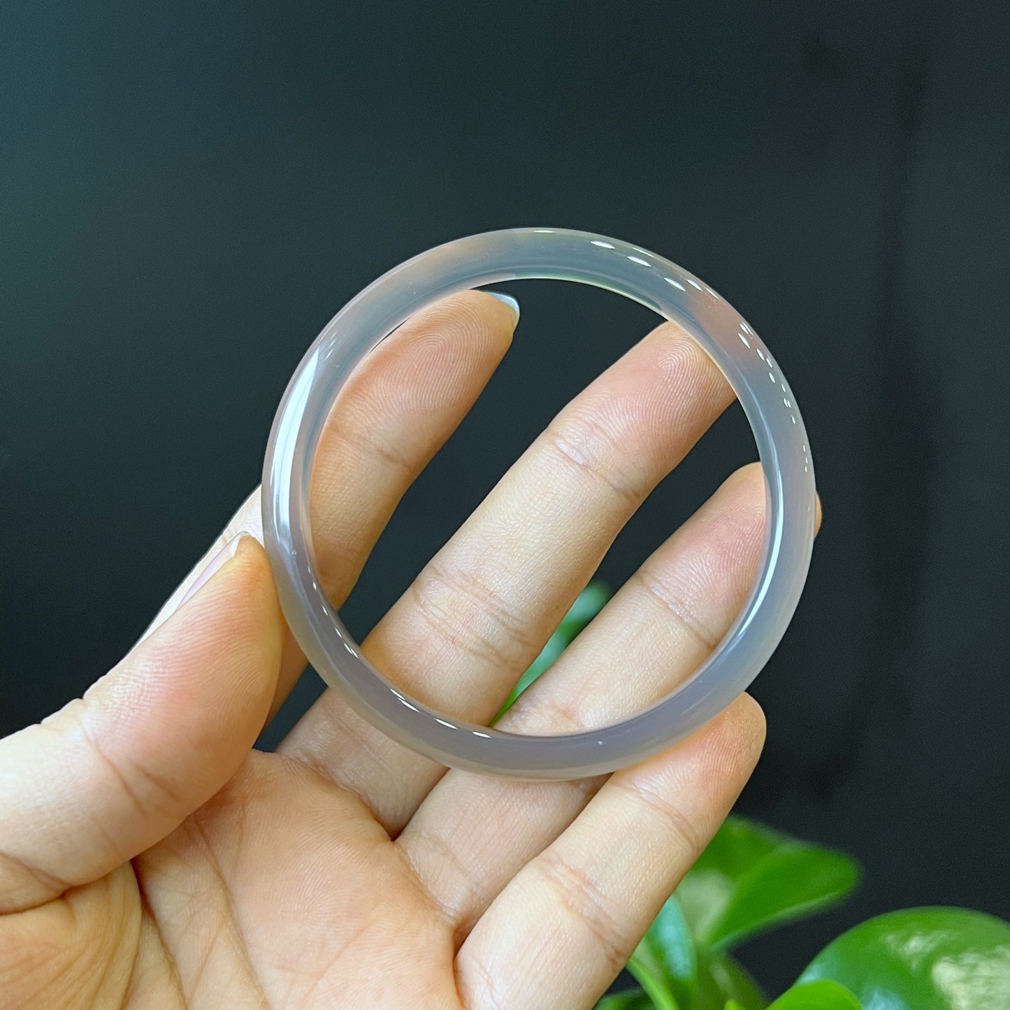 Natural Agate Bangle Leaf Style Size 56 mm