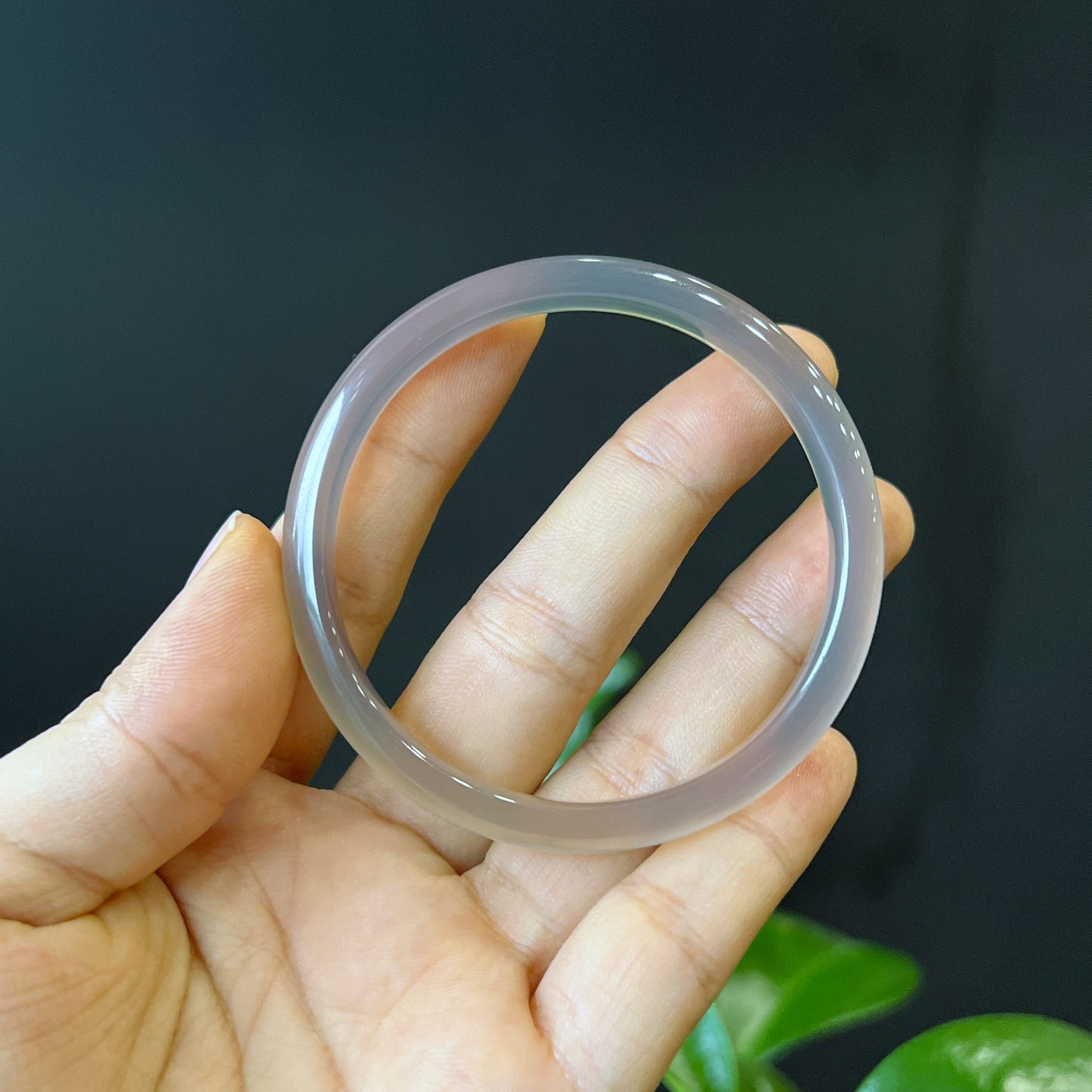 Natural Agate Bangle Leaf Style Size 56 mm