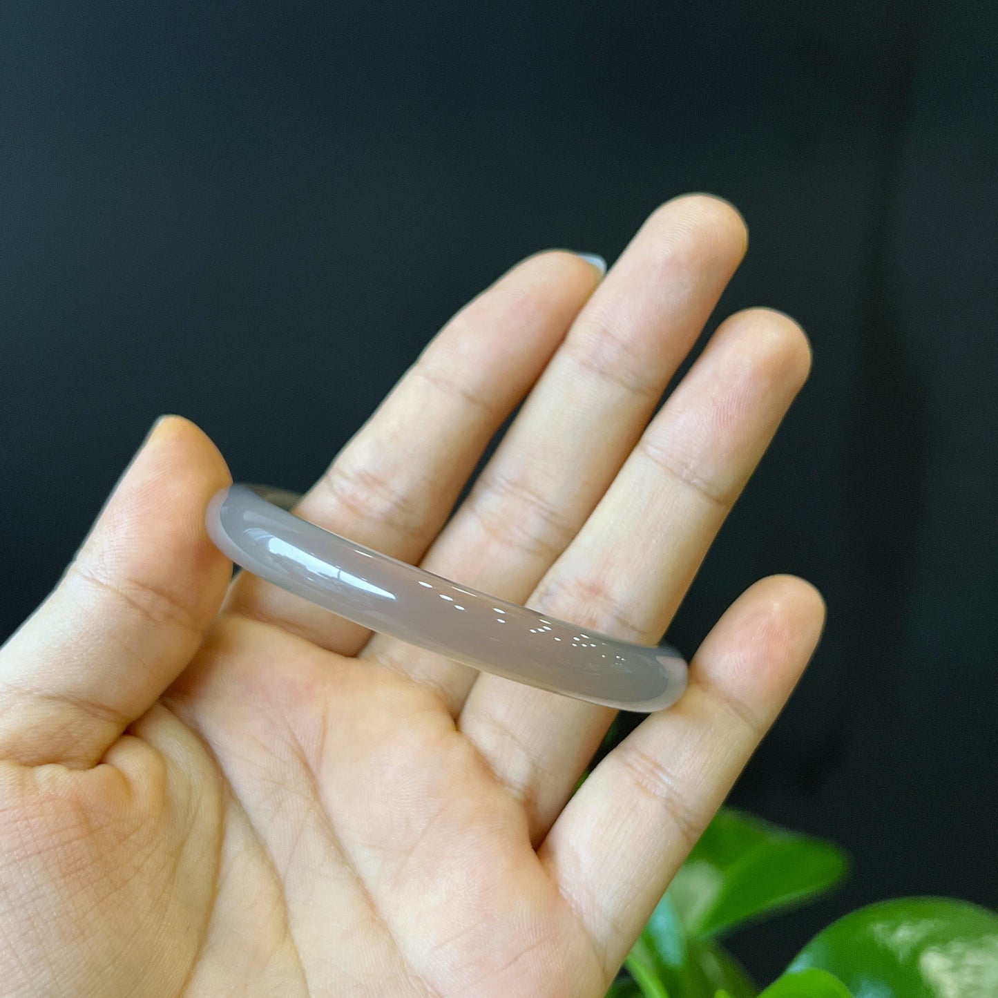 Natural Agate Bangle Leaf Style Size 56 mm