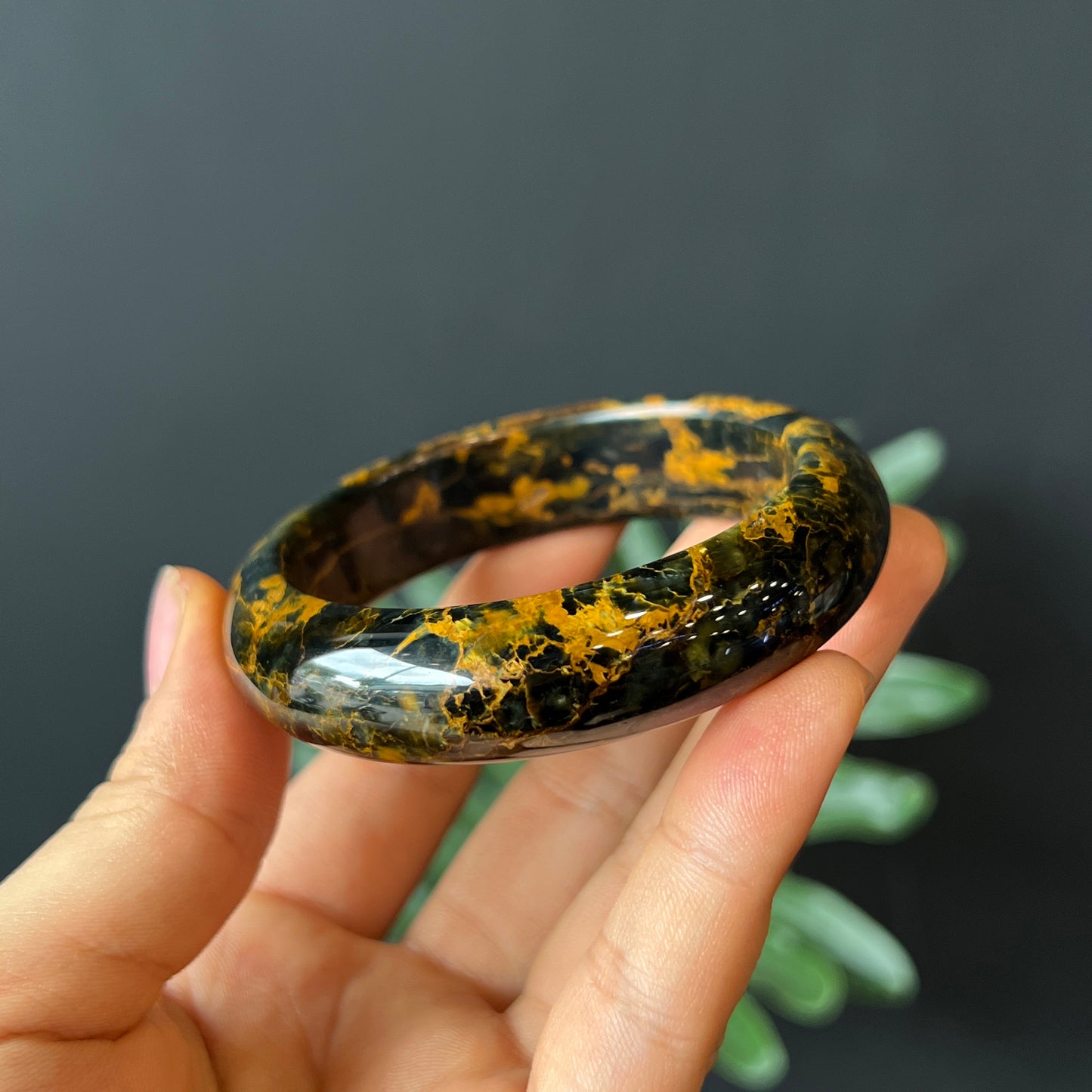 Natural Pietersite Bangle Leaf Style Size 53 mm