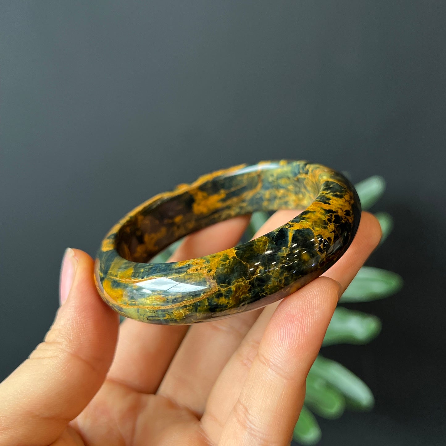 Natural Pietersite Bangle Leaf Style Size 53 mm