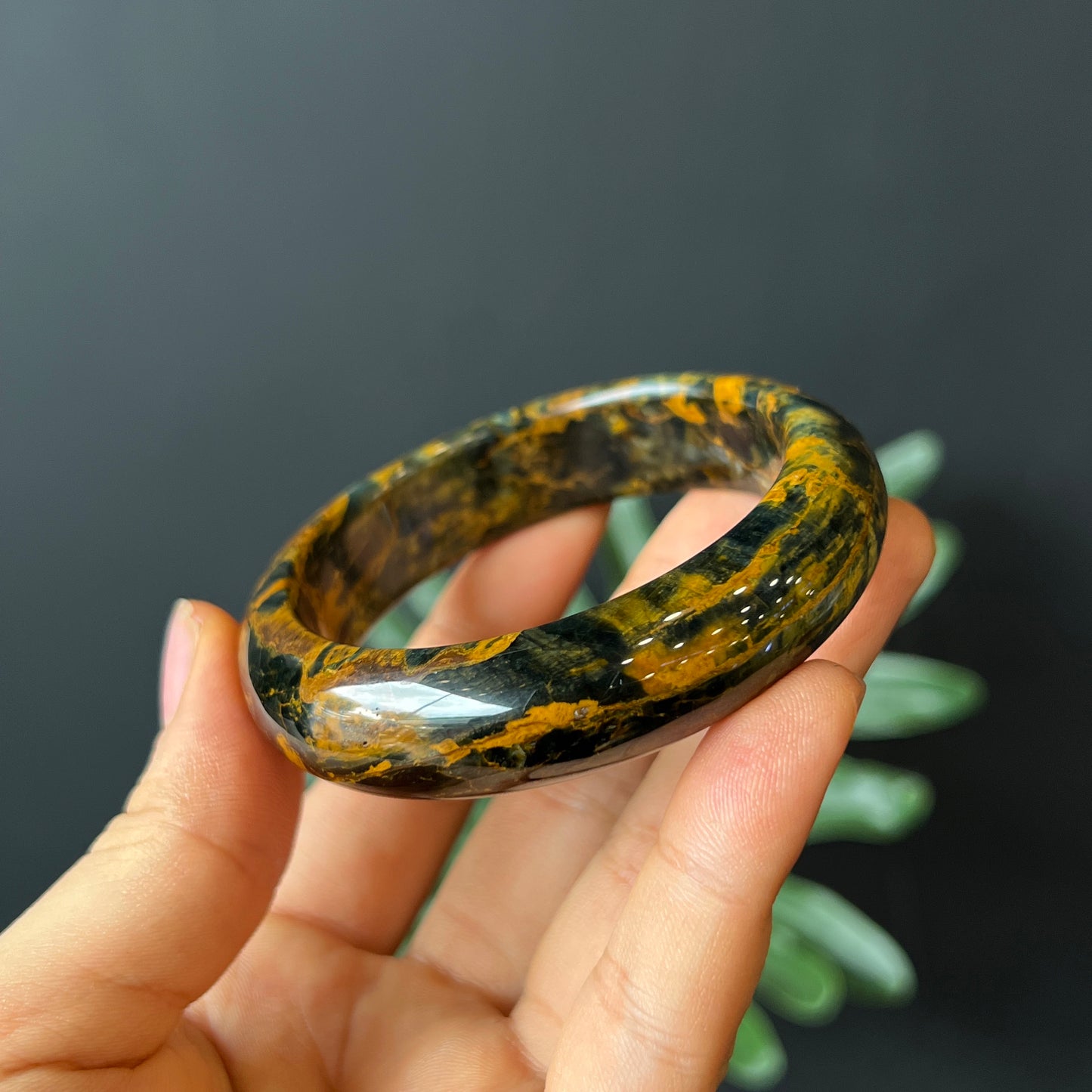 Natural Pietersite Bangle Leaf Style Size 53 mm