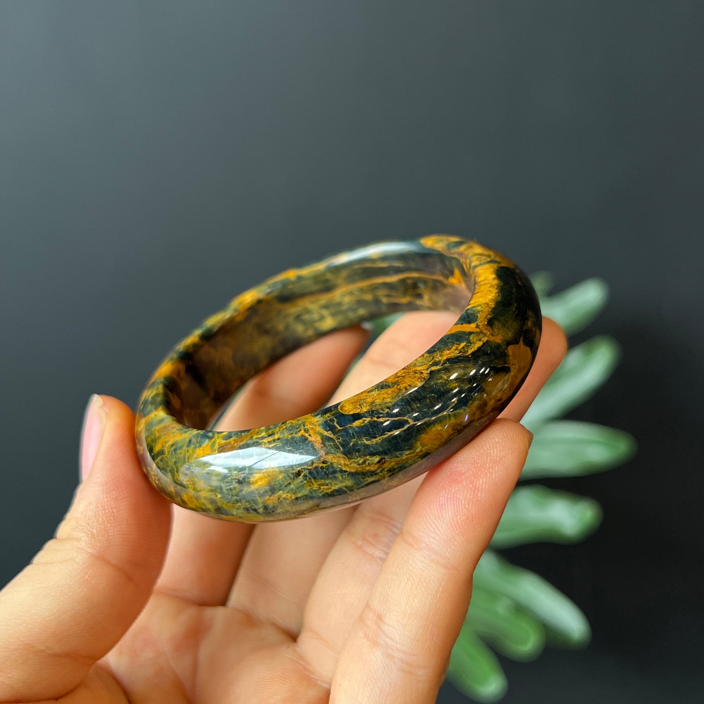 Natural Pietersite Bangle Leaf Style Size 53 mm