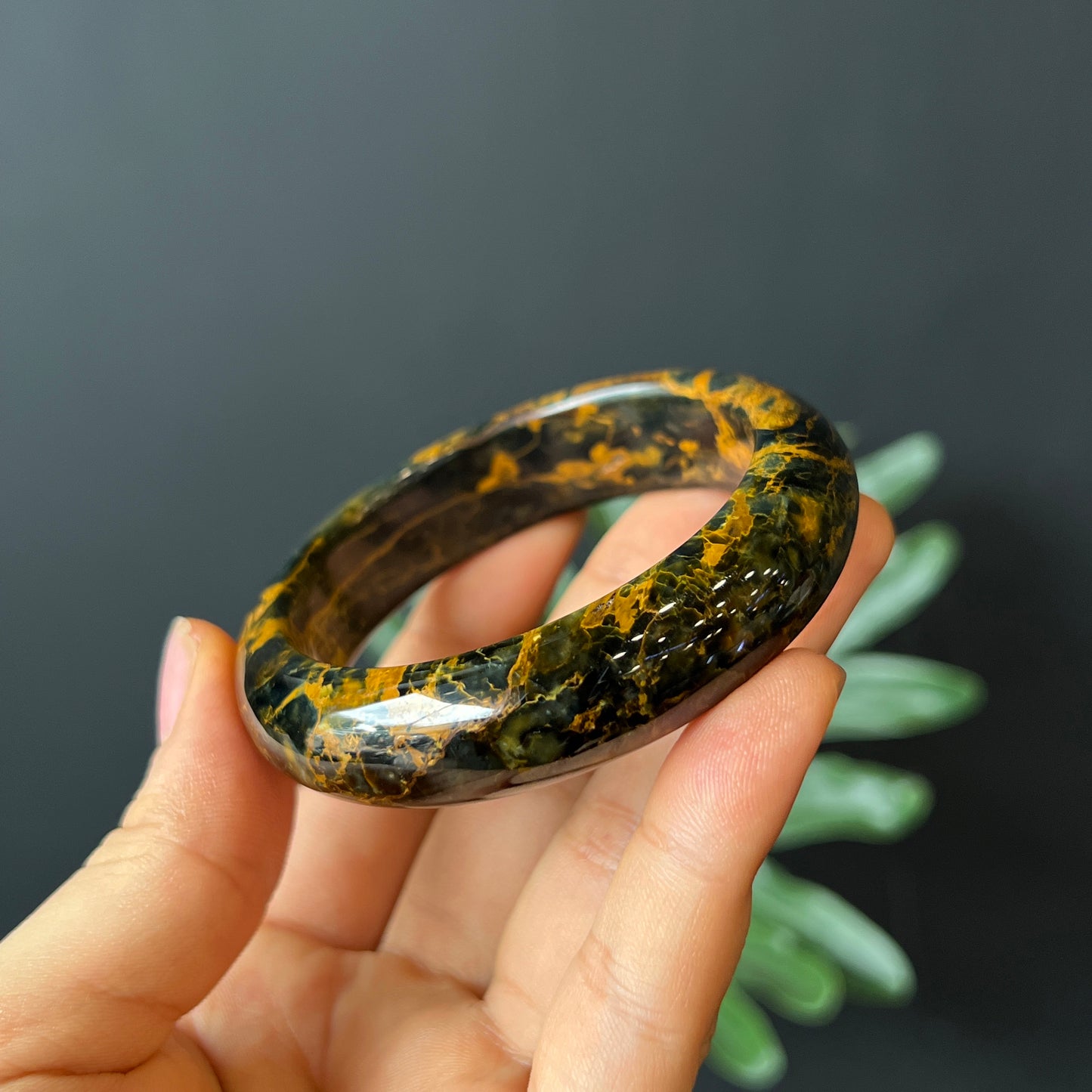 Natural Pietersite Bangle Leaf Style Size 53 mm