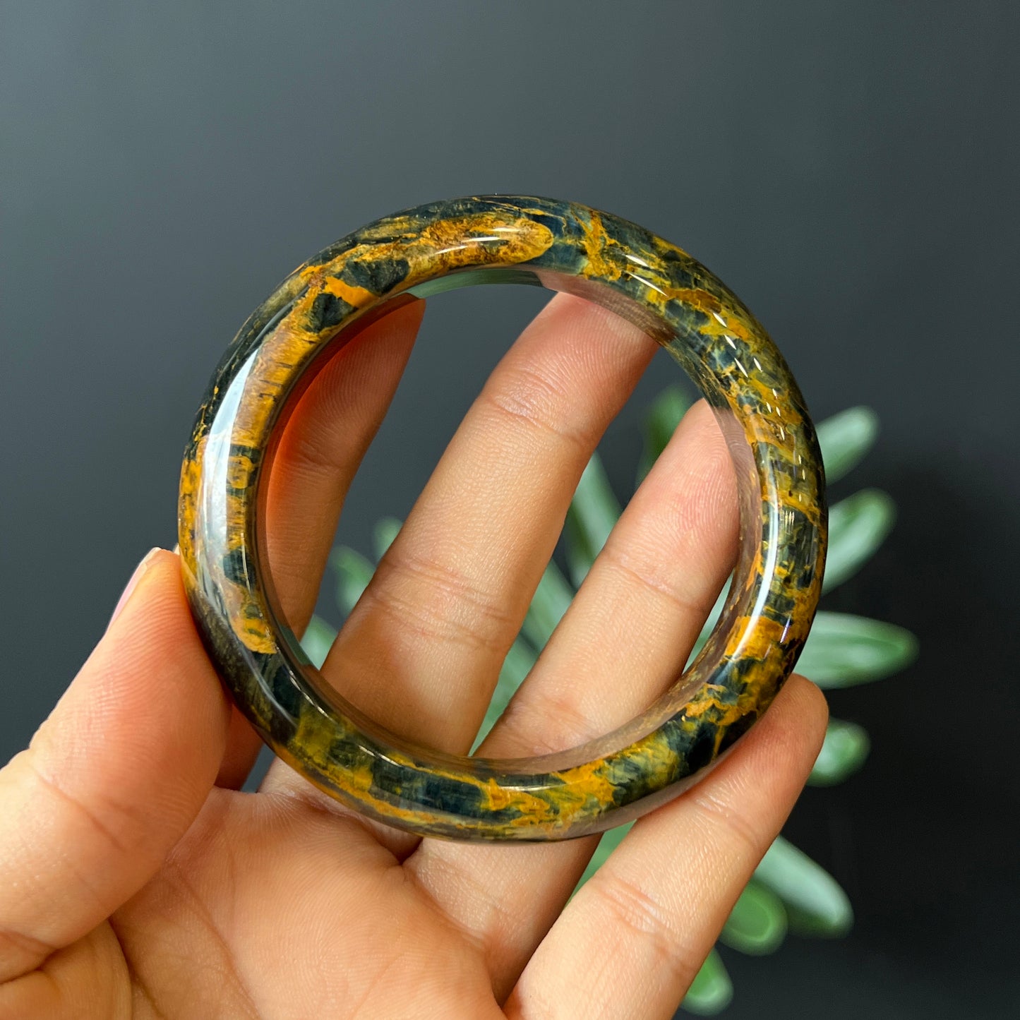 Natural Pietersite Bangle Leaf Style Size 53 mm