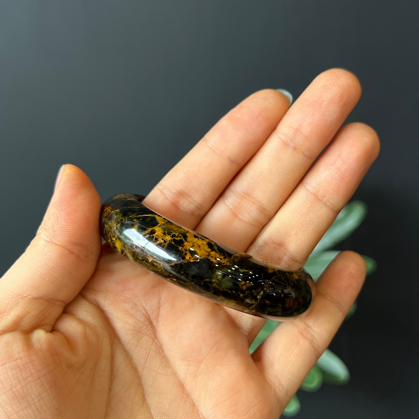 Natural Pietersite Bangle Leaf Style Size 53 mm