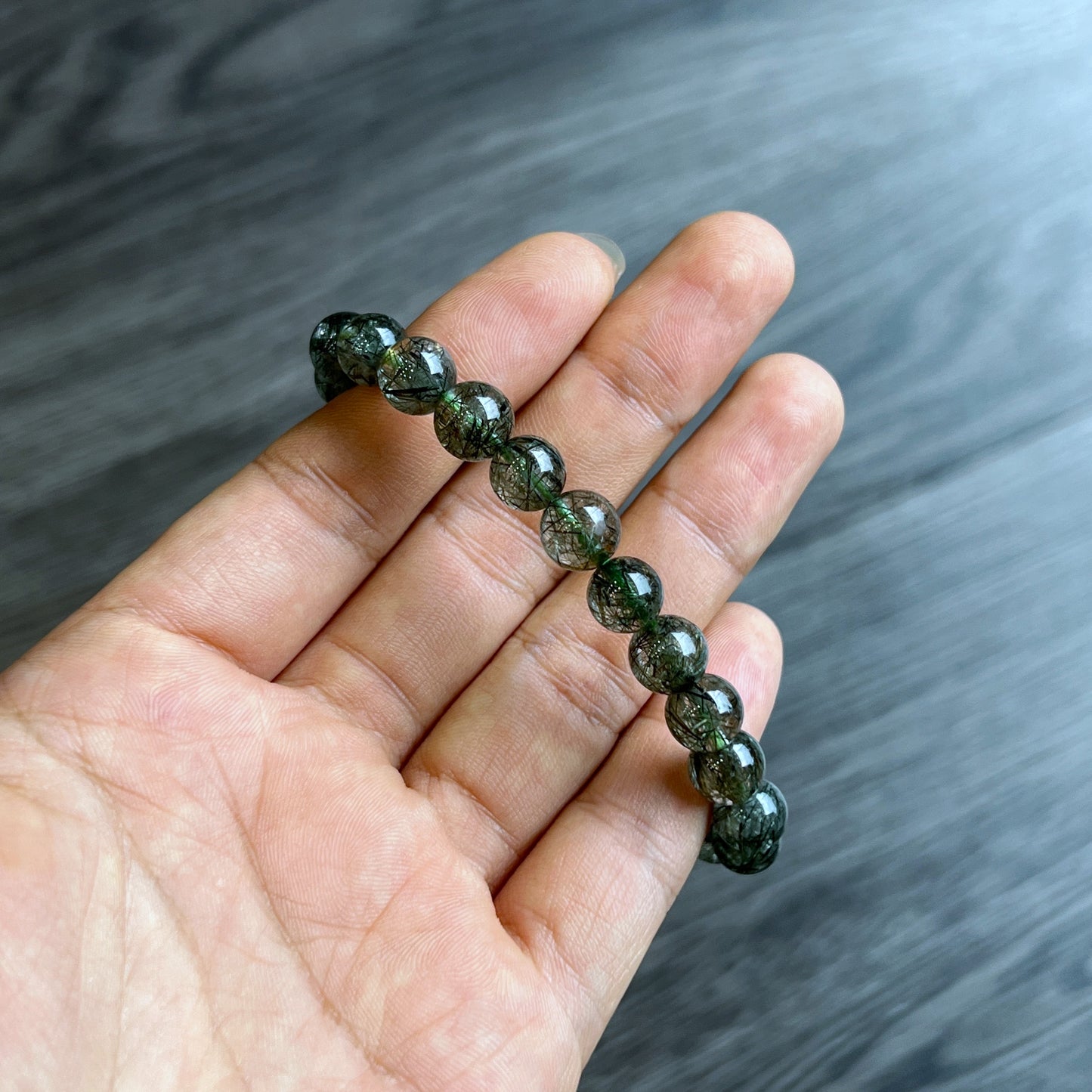 Natural Green Rutilated Quartz Bracelet Size 8 mm