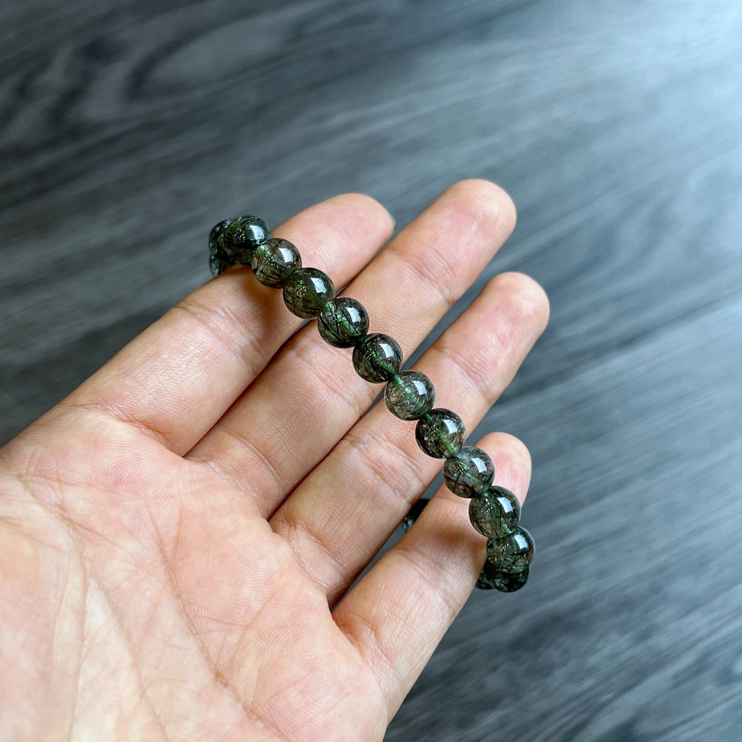 Natural Green Rutilated Quartz Bracelet Size 8 mm