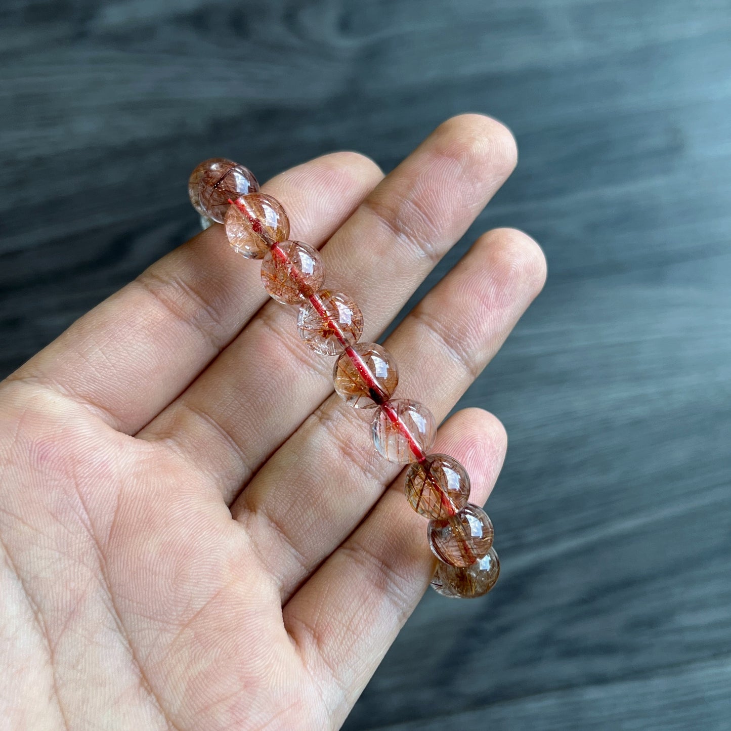 Natural Brown Rutilated Quartz Bracelet Size 9 mm