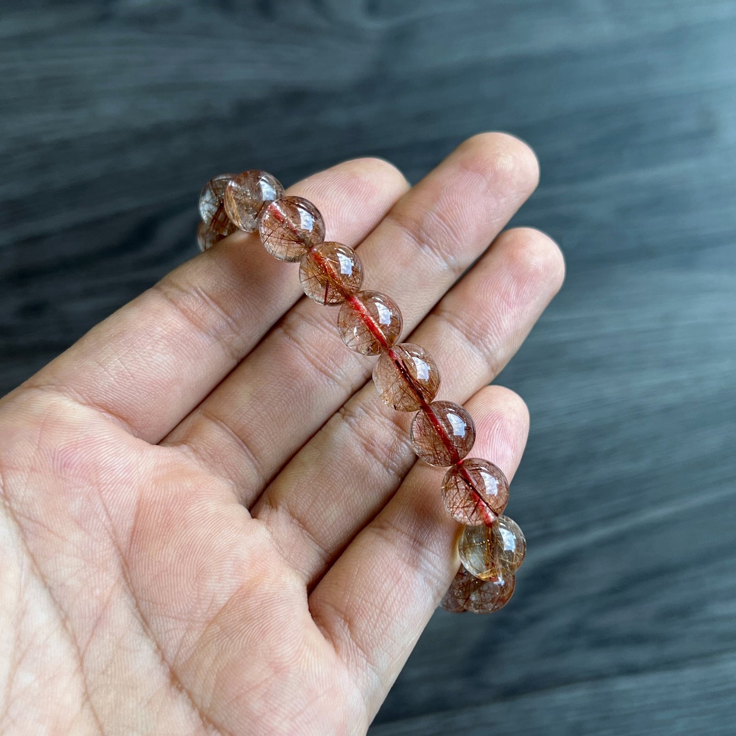 Natural Brown Rutilated Quartz Bracelet Size 9 mm