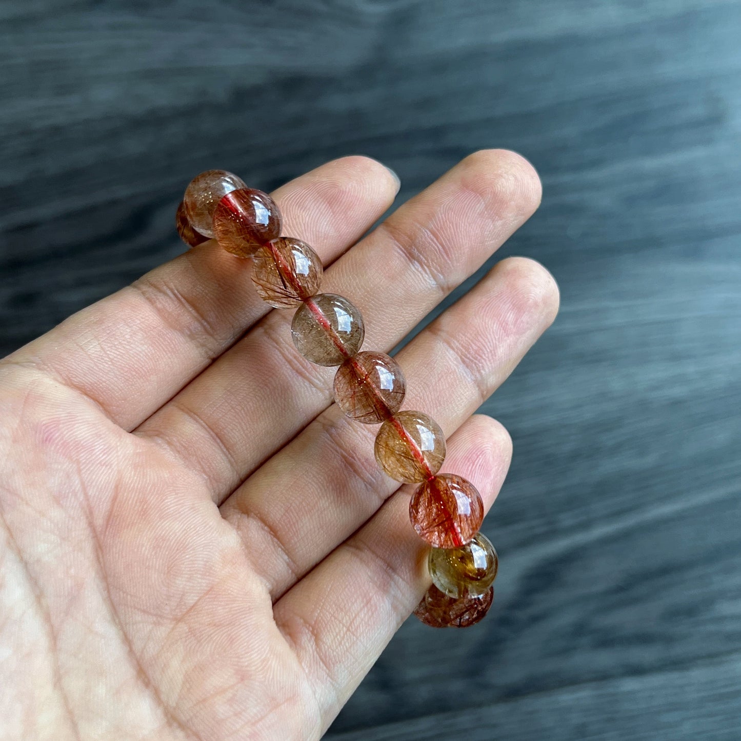 Natural Brown Rutilated Quartz Bracelet Size 11 mm