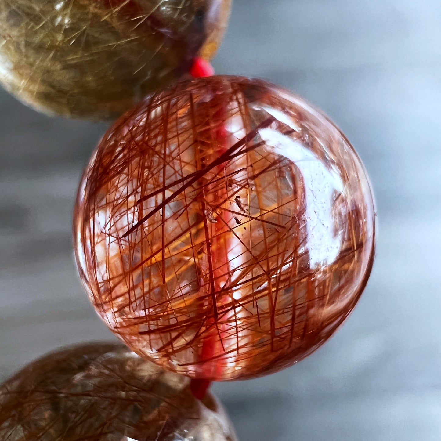 Natural Brown Rutilated Quartz Bracelet Size 11 mm