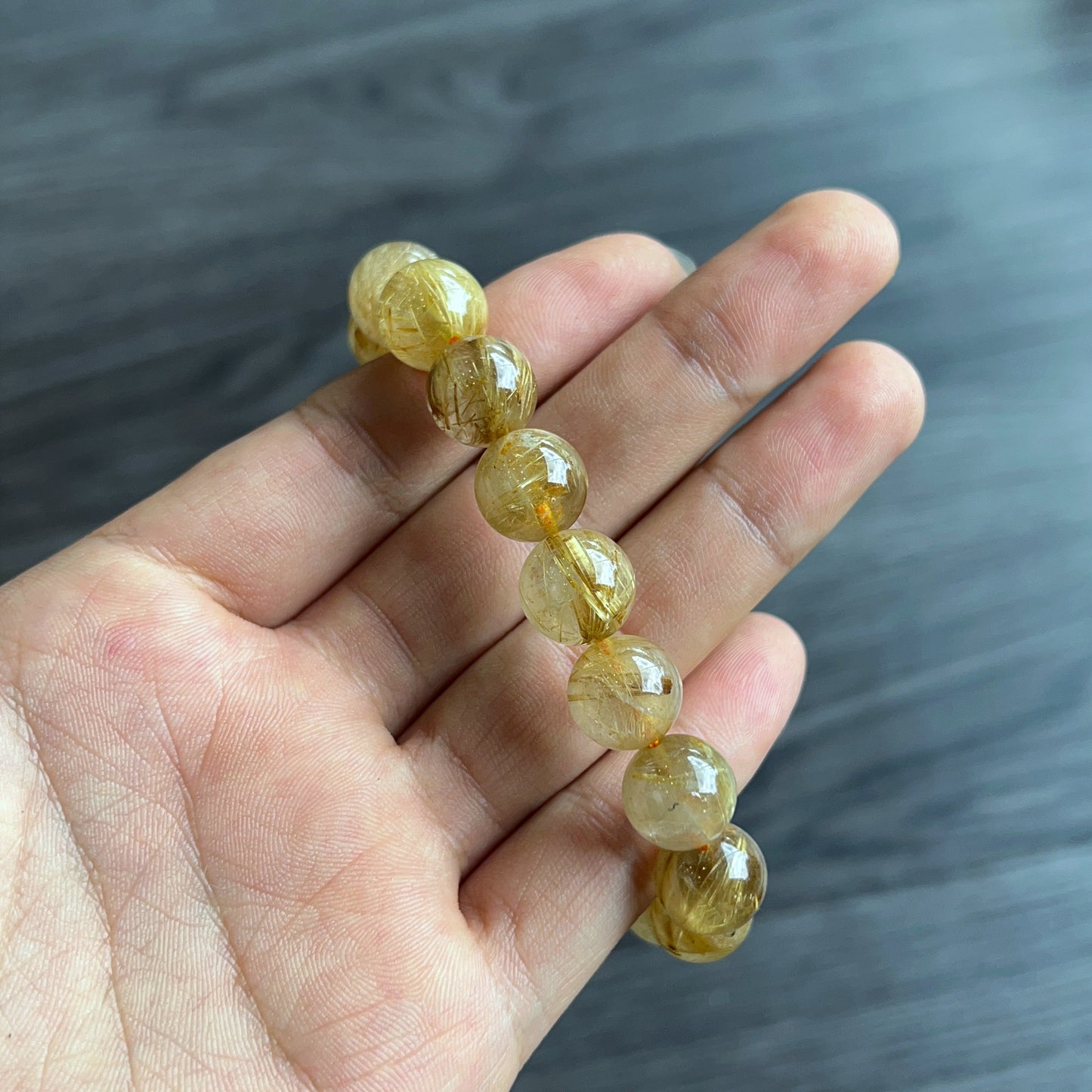 Natural Golden Rutilated Quartz VIP Bracelet Size 12 mm
