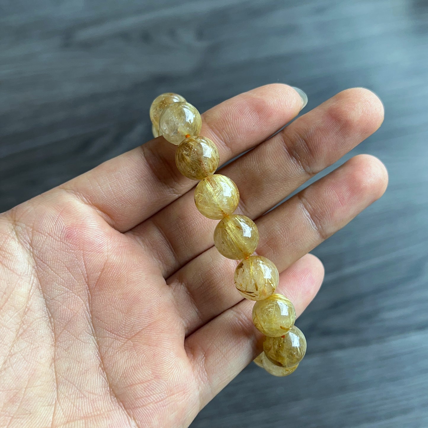 Natural Golden Rutilated Quartz VIP Bracelet Size 12 mm