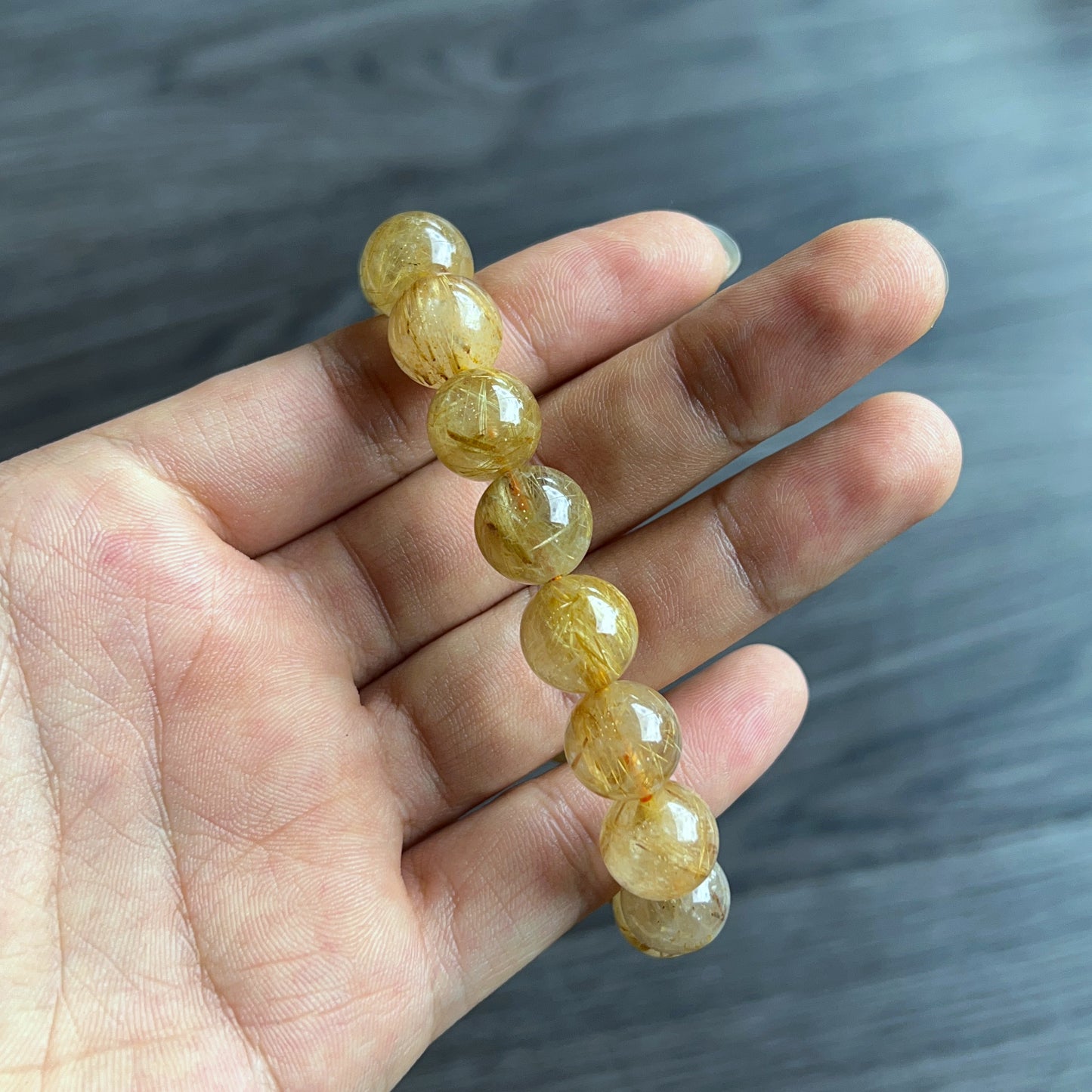 Natural Golden Rutilated Quartz VIP Bracelet Size 12 mm