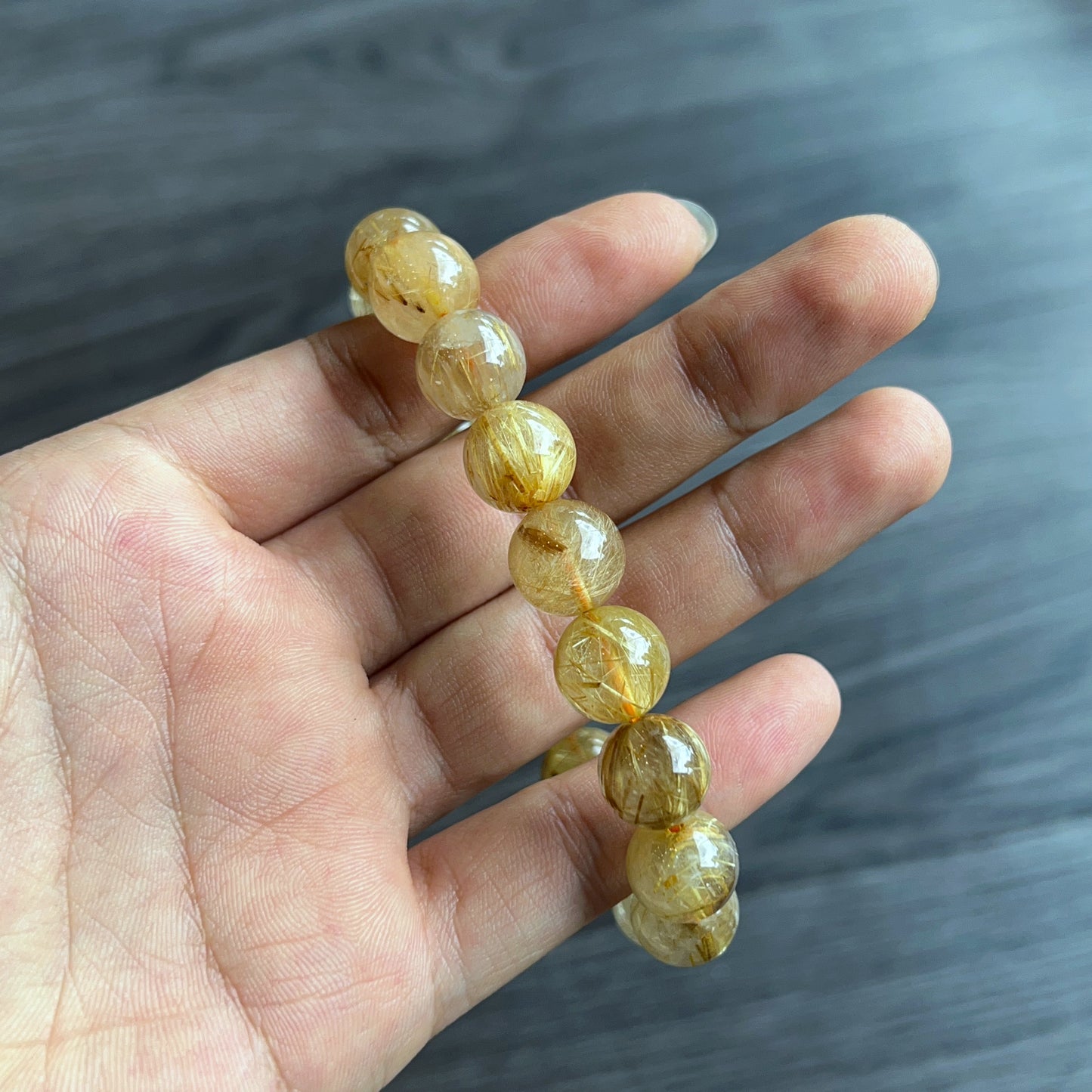 Natural Golden Rutilated Quartz VIP Bracelet Size 12 mm