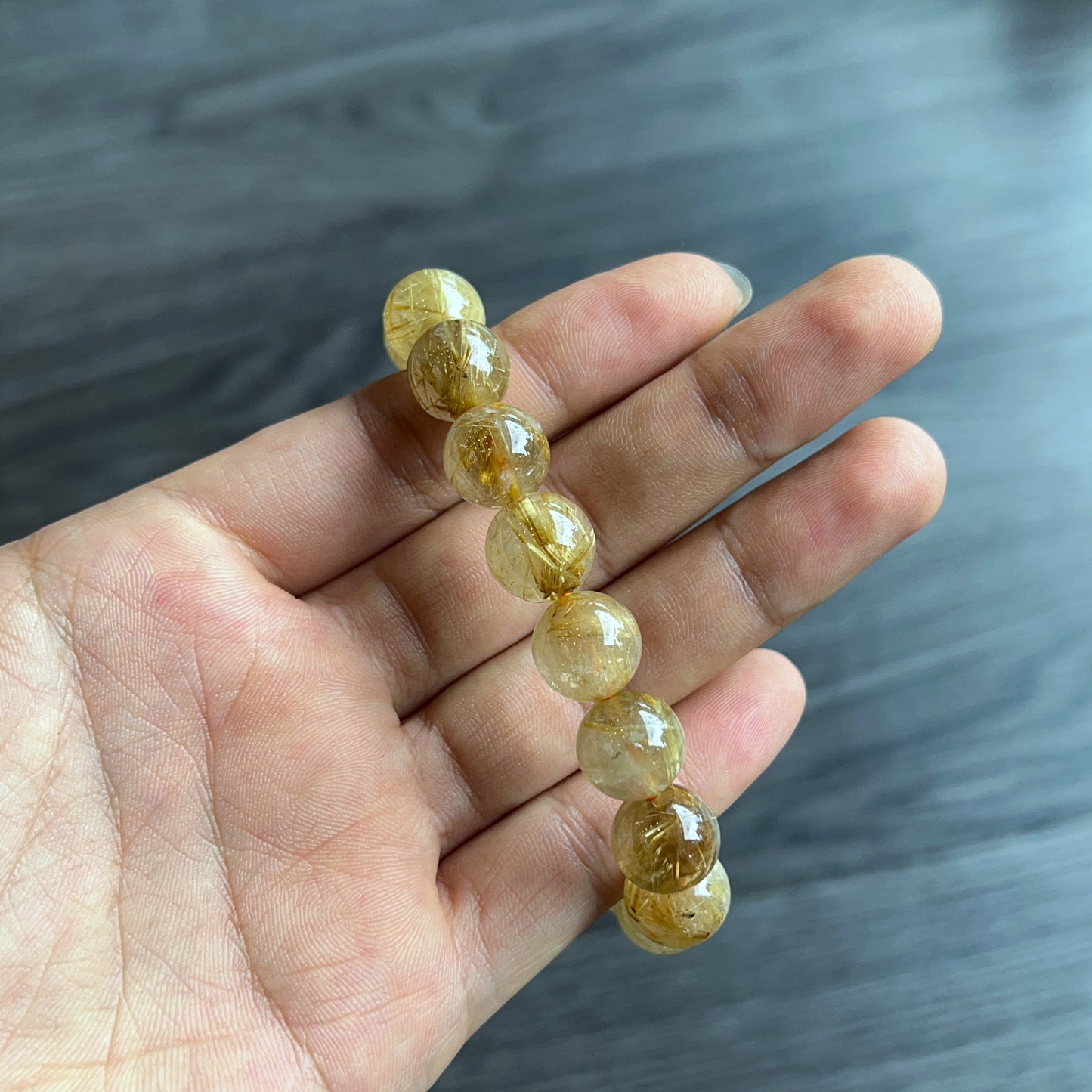 Natural Golden Rutilated Quartz VIP Bracelet Size 12 mm