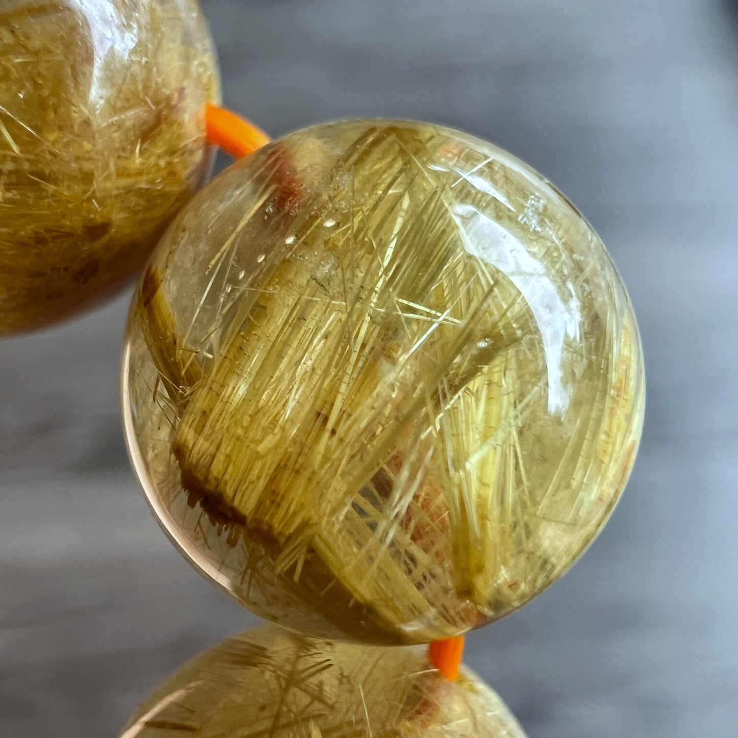 Natural Golden Rutilated Quartz VIP Bracelet Size 12 mm
