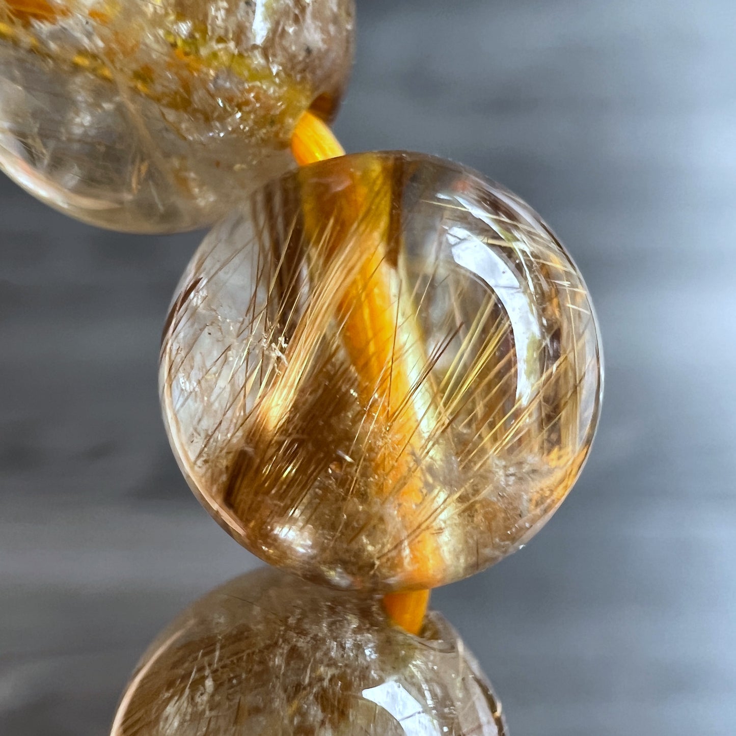 Natural Brown Golden Rutilated Quartz Bracelet Size 9 mm