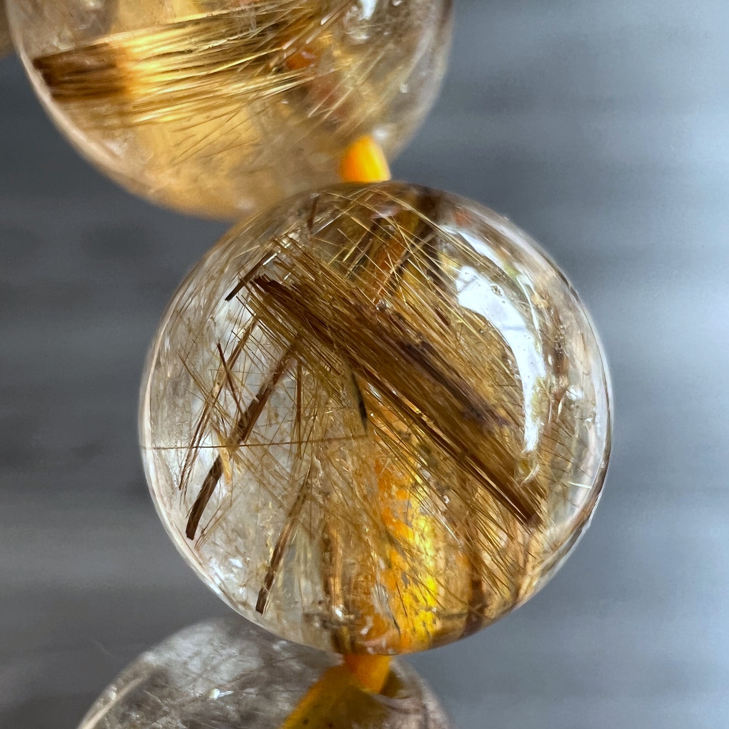 Natural Brown Golden Rutilated Quartz Bracelet Size 9 mm