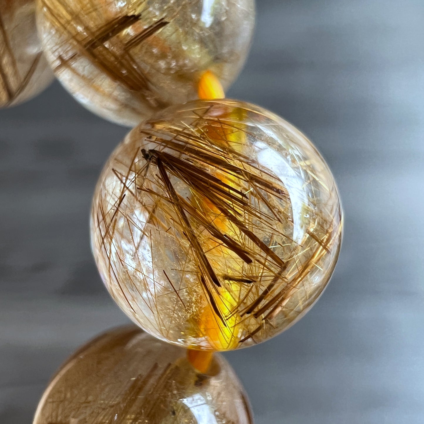 Natural Brown Golden Rutilated Quartz Bracelet Size 9 mm