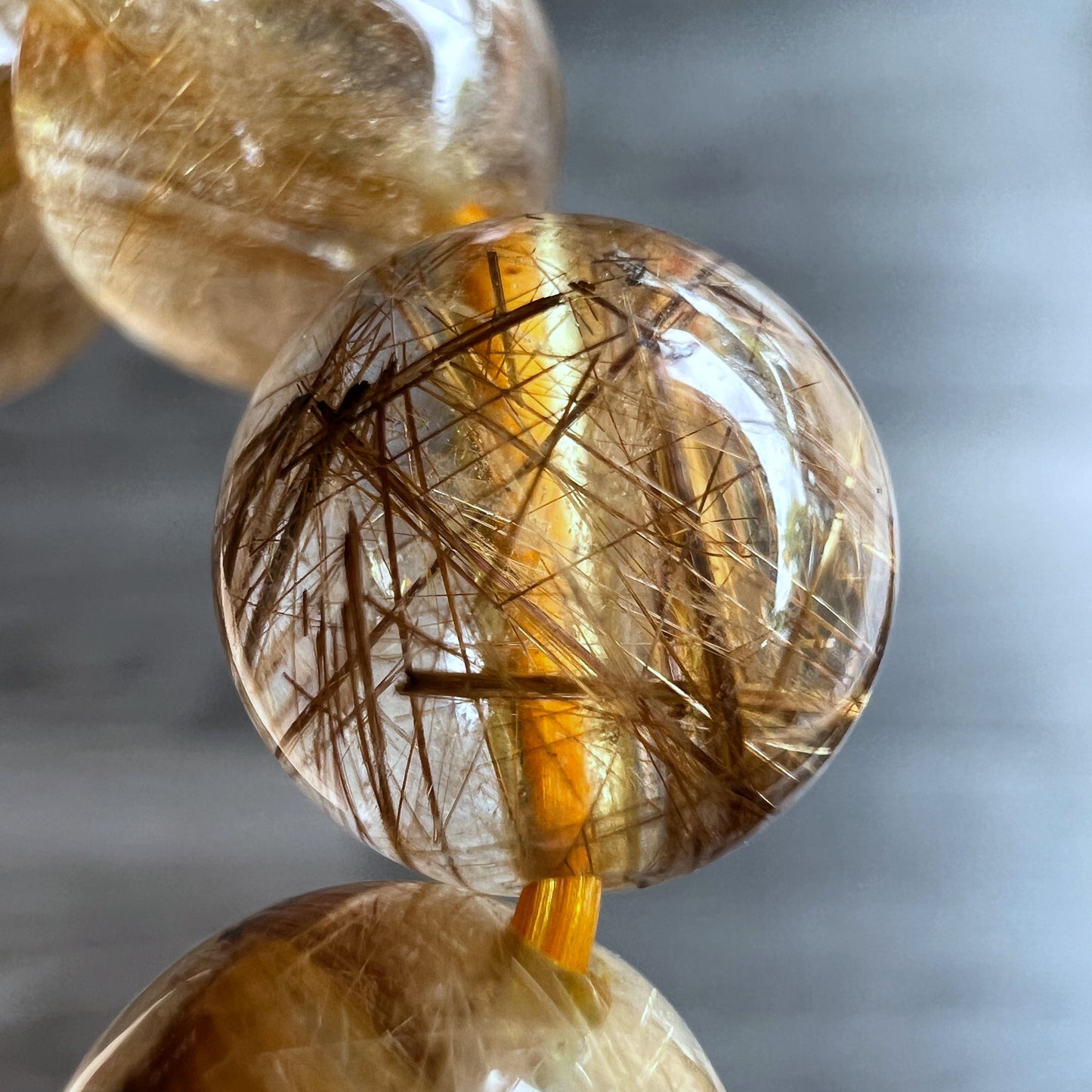 Natural Brown Golden Rutilated Quartz Bracelet Size 9 mm