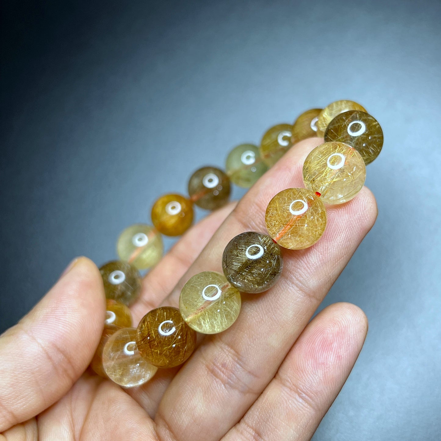 Natural Tri Colour Rutilated Quartz VIP Bracelet Size 12 mm