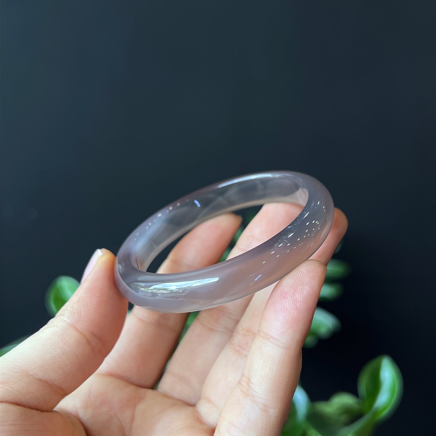 Natural Agate Bangle Leaf Style Size 53 mm