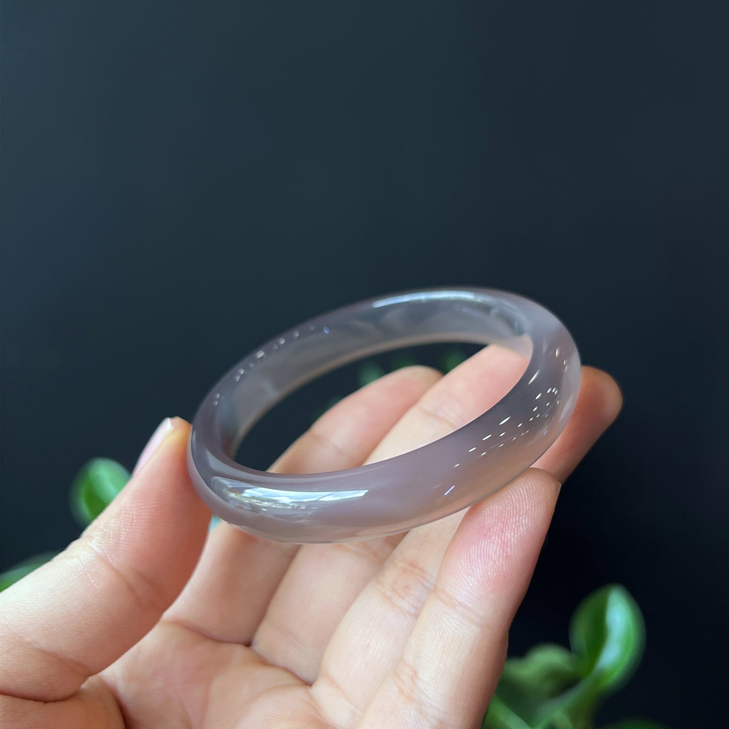Natural Agate Bangle Leaf Style Size 53 mm