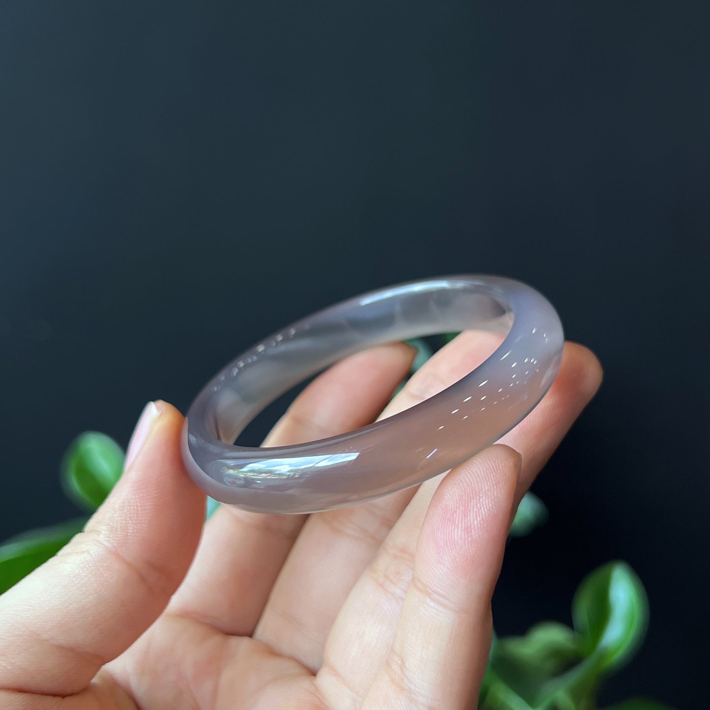 Natural Agate Bangle Leaf Style Size 53 mm