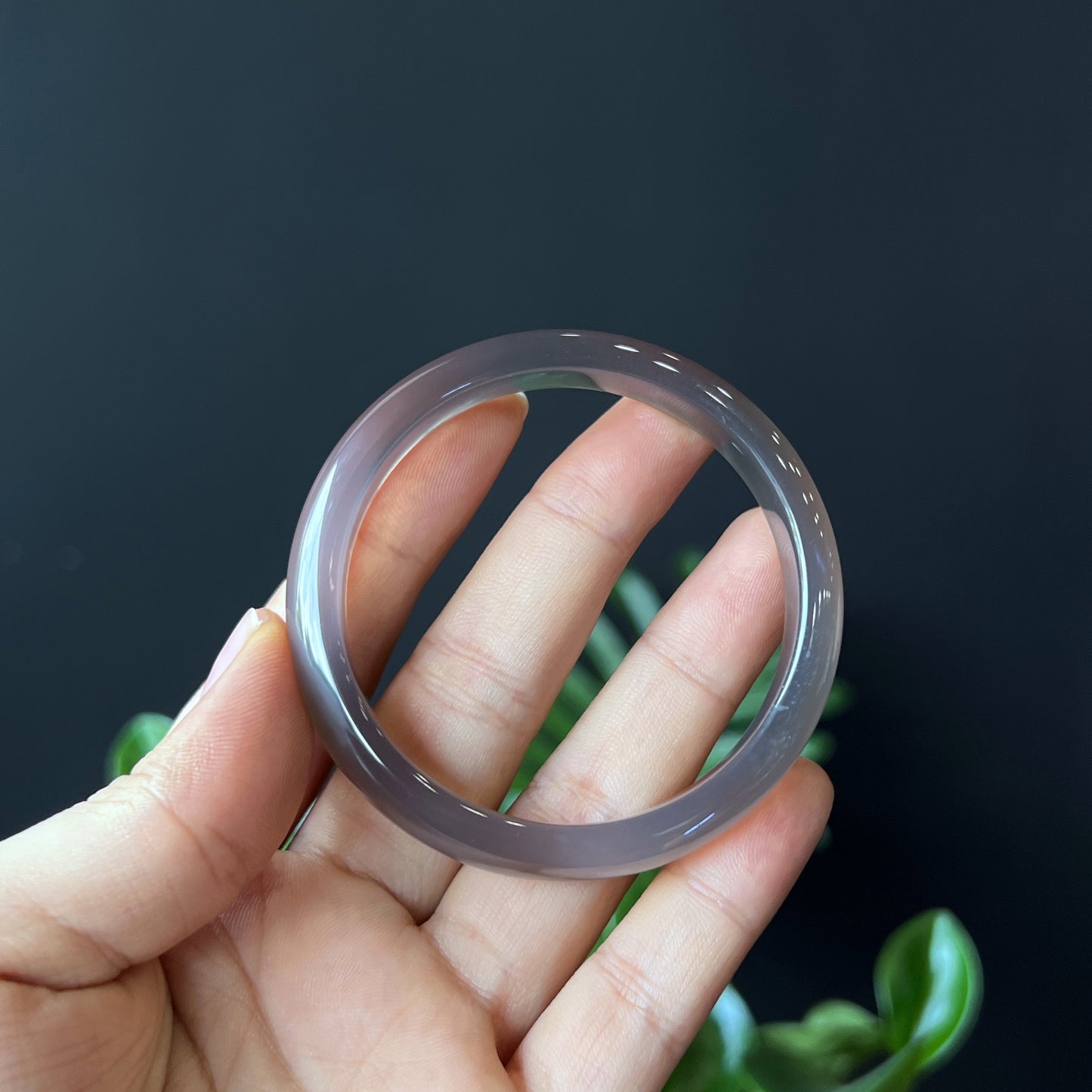 Natural Agate Bangle Leaf Style Size 53 mm