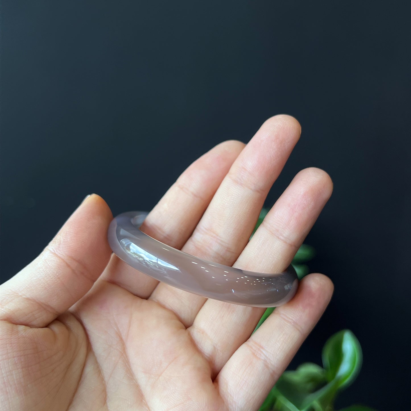 Natural Agate Bangle Leaf Style Size 53 mm