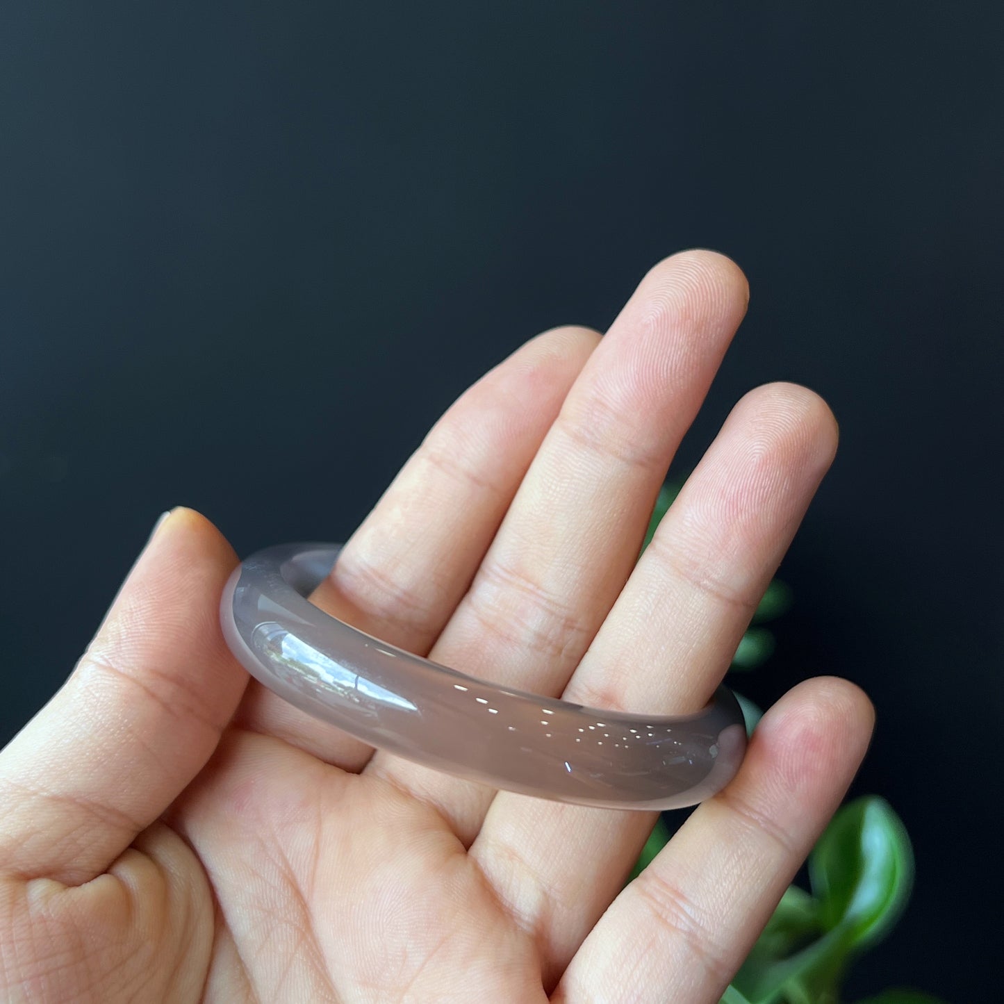 Natural Agate Bangle Leaf Style Size 53 mm