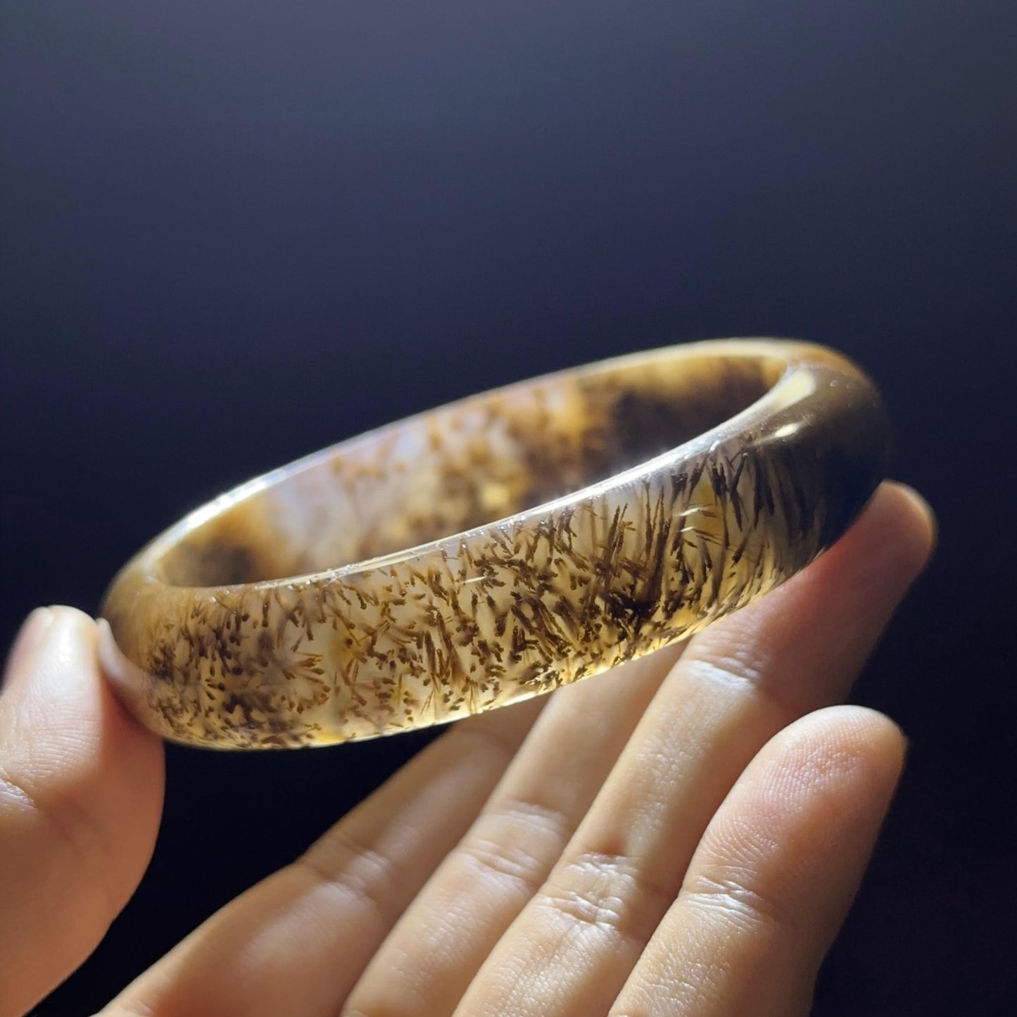 Bracelet à quartz rutilé multicolore style feuille taille 58 mm
