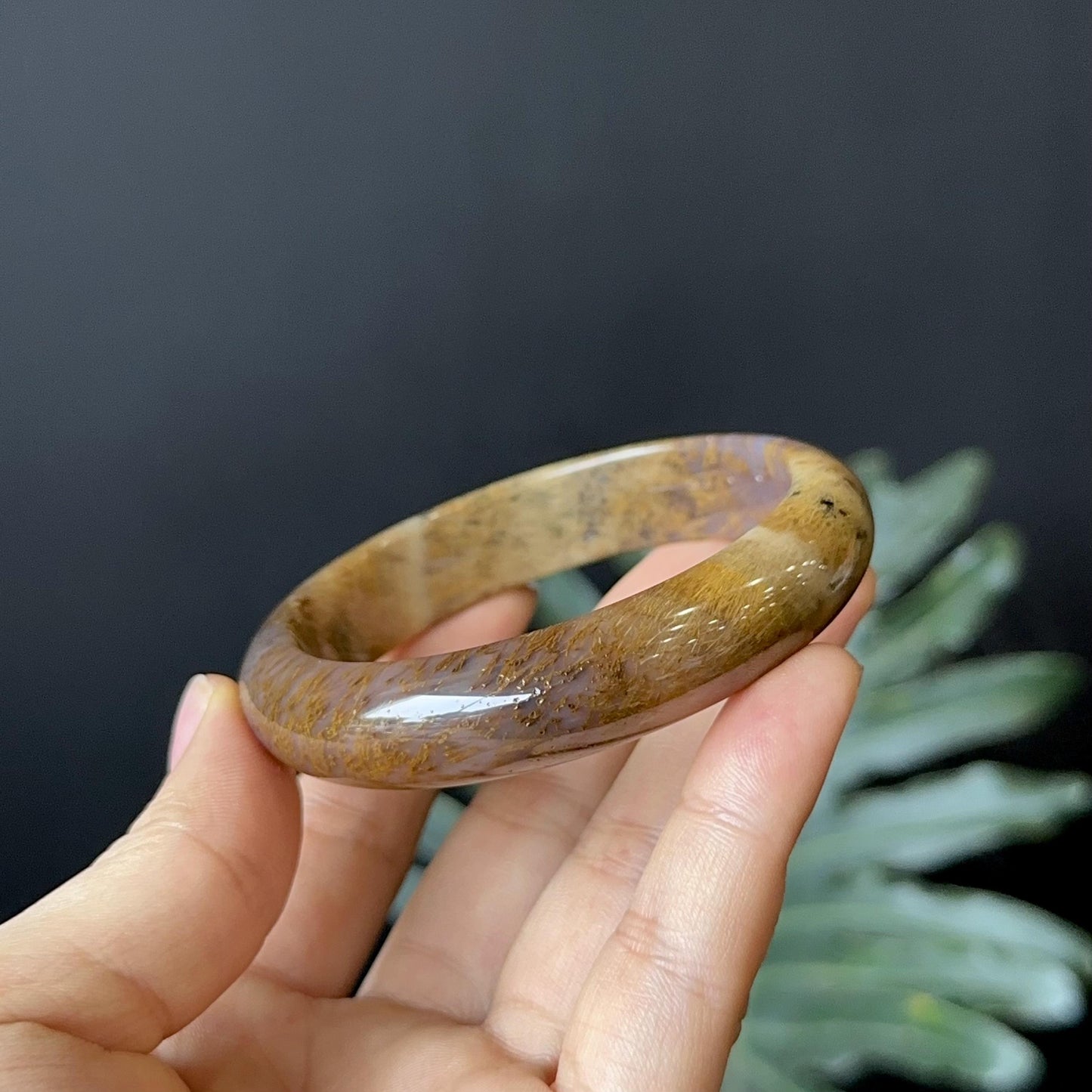 Bracelet à quartz rutilé multicolore style feuille taille 58 mm