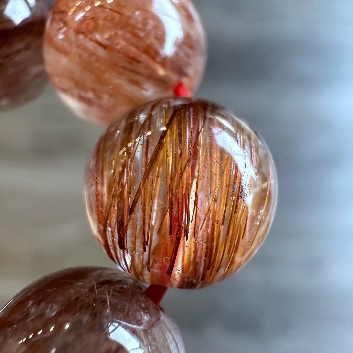 Natural Red Brown Rutilated Quartz VIP Bracelet Size 9.5-10 mm