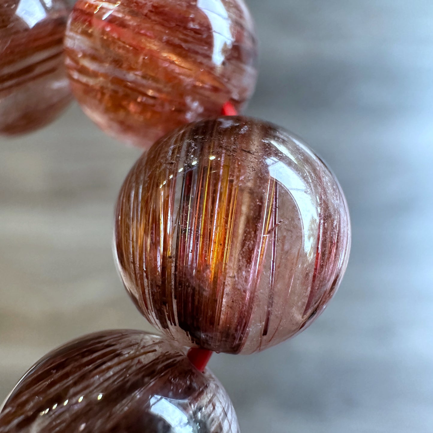 Natural Red Brown Rutilated Quartz VIP Bracelet Size 9.5-10 mm