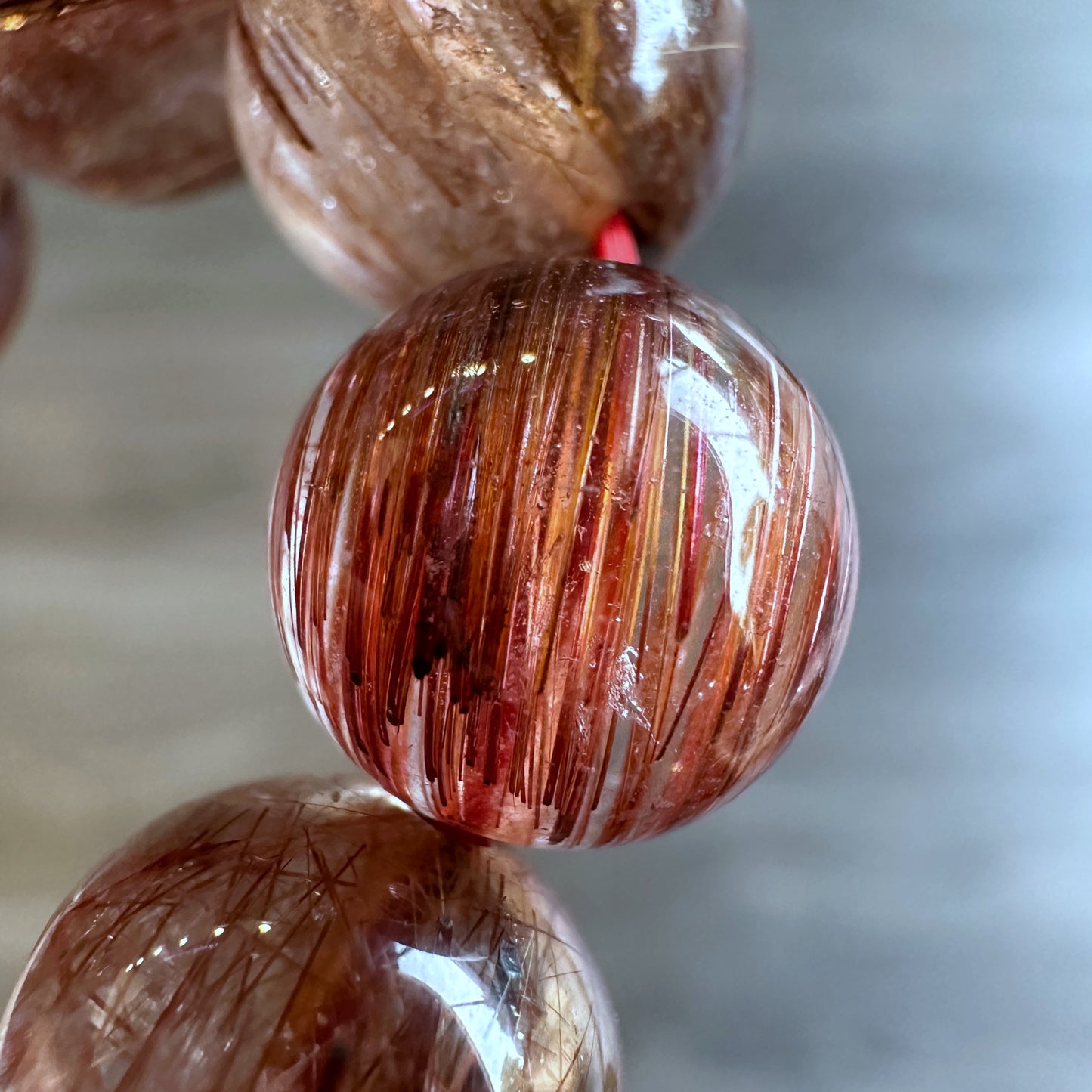 Natural Red Brown Rutilated Quartz VIP Bracelet Size 9.5-10 mm