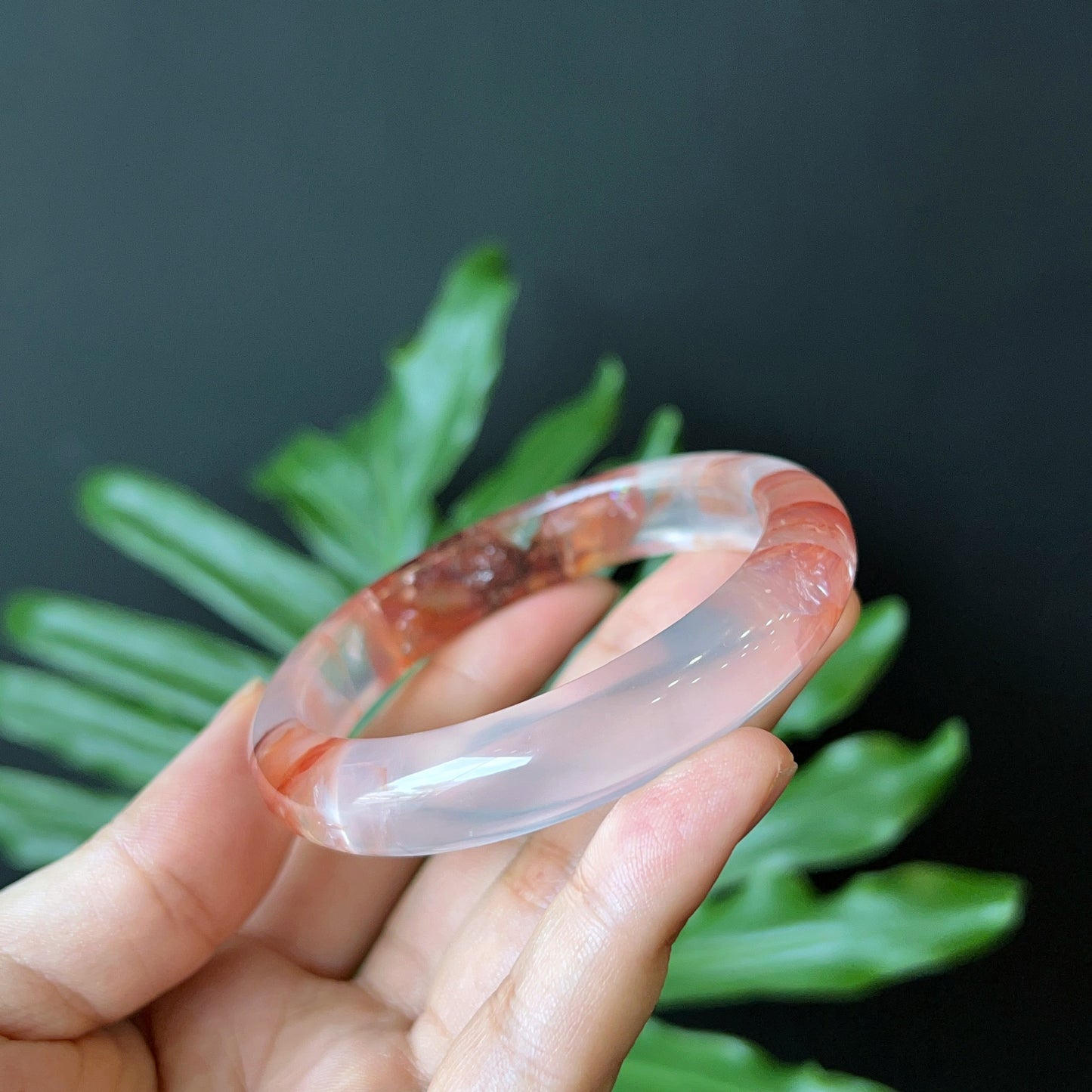 Natural Fire Quartz Bangle Leaf Style Size 56 mm