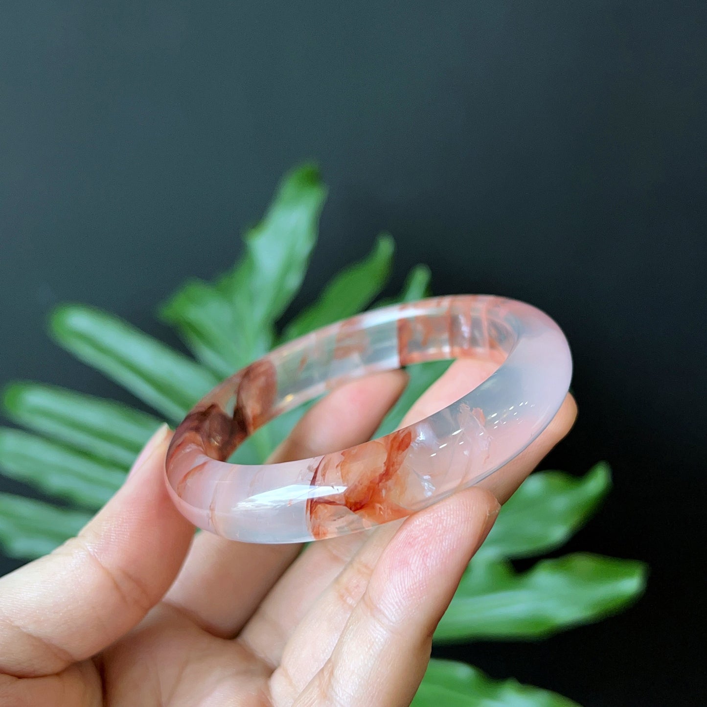 Natural Fire Quartz Bangle Leaf Style Size 56 mm