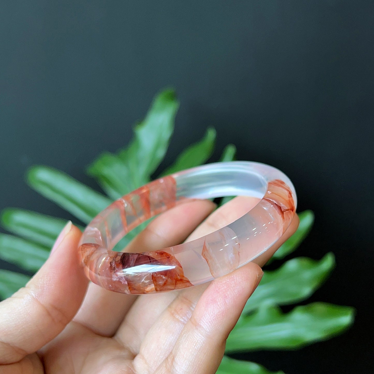 Natural Fire Quartz Bangle Leaf Style Size 56 mm