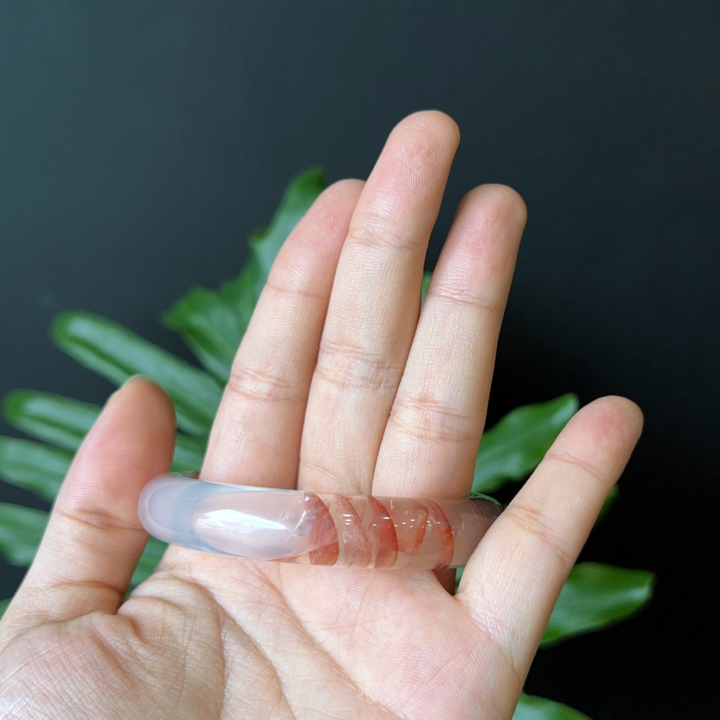 Natural Fire Quartz Bangle Leaf Style Size 56 mm