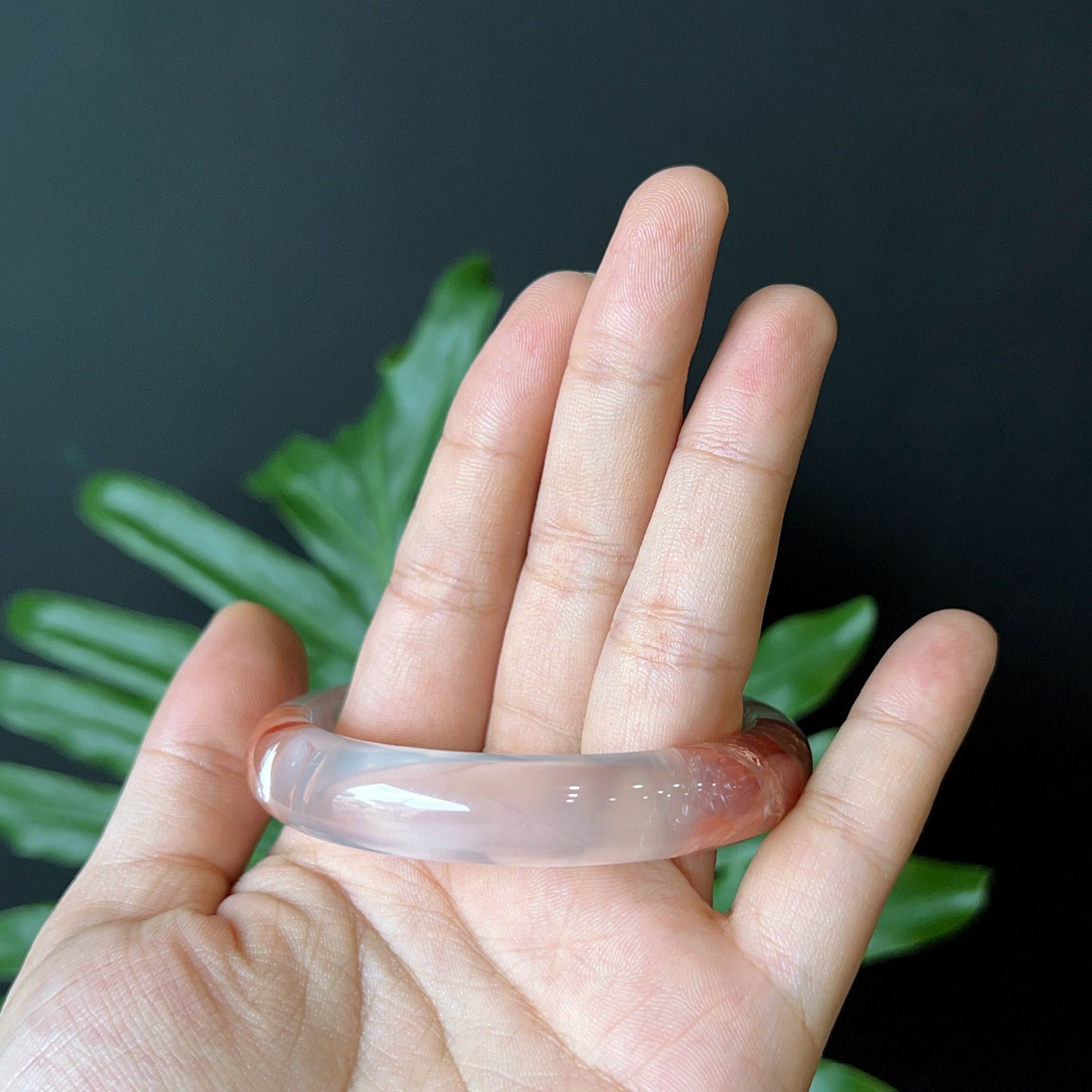 Natural Fire Quartz Bangle Leaf Style Size 56 mm