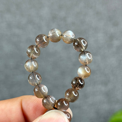 Natural Rutilated Brown Moonstone Bracelet Size 6.5 mm