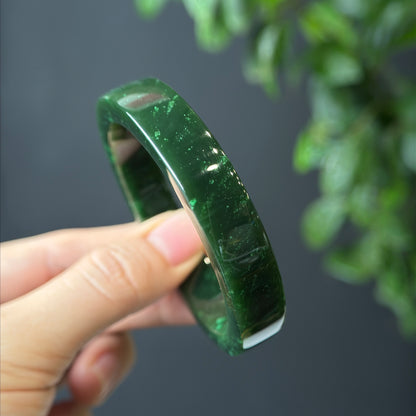 Natural Nephrite Jade VIP Banlge Square Style Size 54 mm
