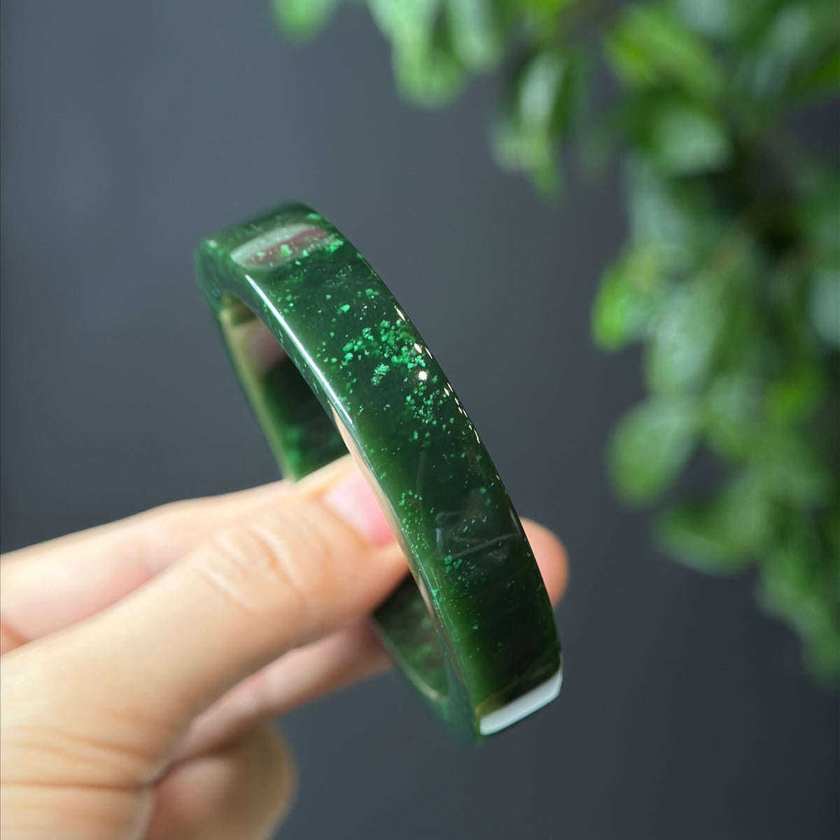 Natural Nephrite Jade VIP Banlge Square Style Size 54 mm