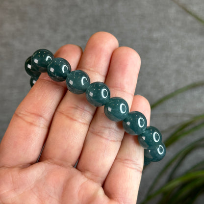 Natural Blue Water Natural Jadeite Jade Bracelet 11.8 mm