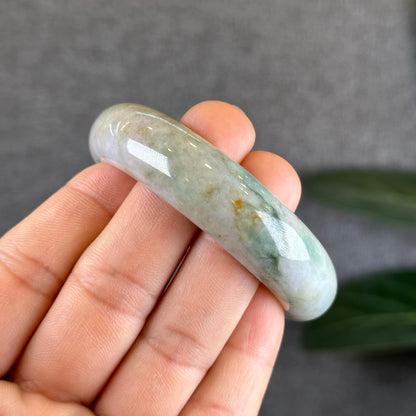 Tri Colour Natural Floral Orange Natural Jadeite Jade Type A Bangle Leaf Sytle Size 52.3 mm Certificate 574933