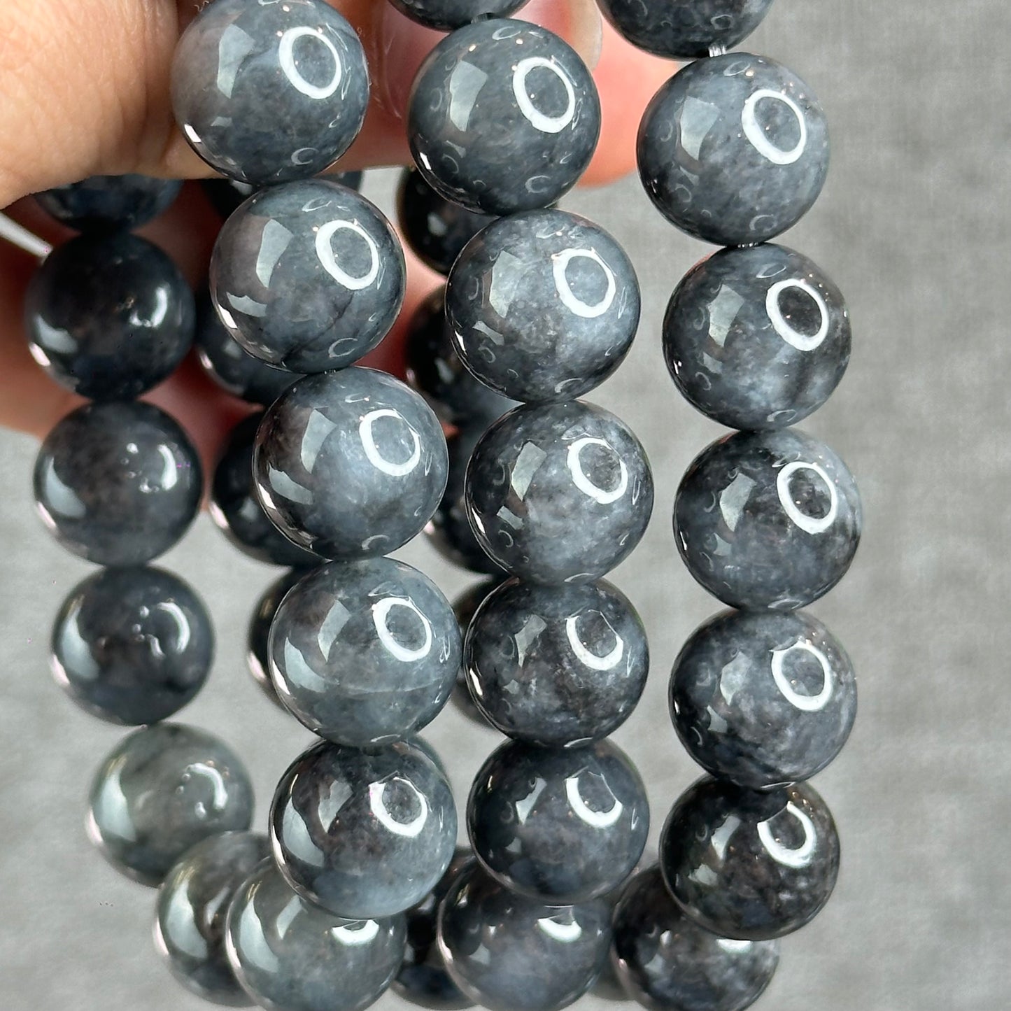 Natural Black Jadeite Jade Bracelet Size 13 mm