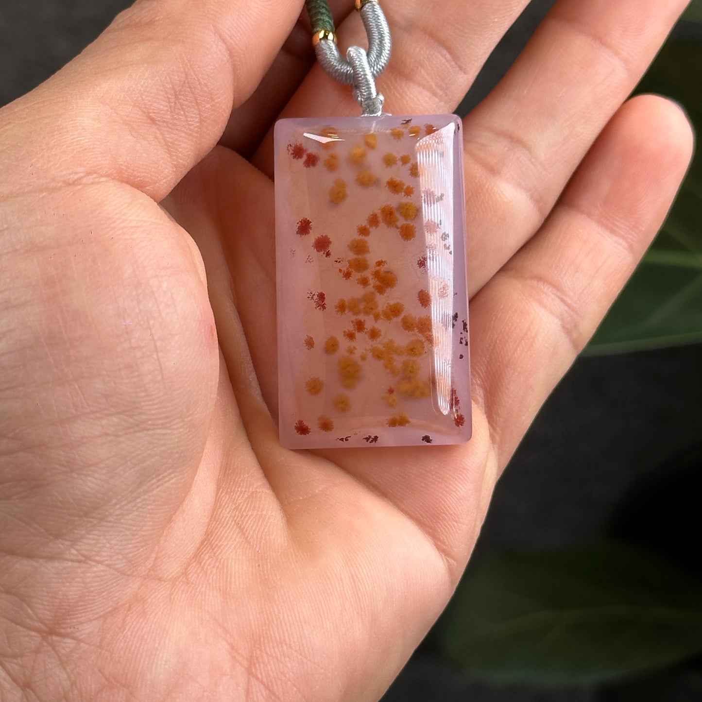 Rectangular Cinnabar Agate Pendant